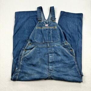 Vintage Tuf Nut Sanforized Overalls Size 32x30 Medium Wash Button Fly Talon Zip
